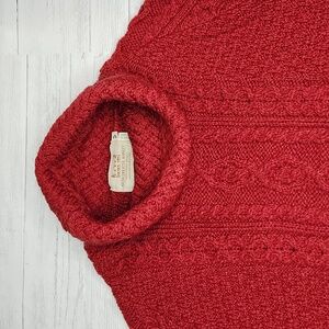 Aran Sweater Ireland, 100% merino wool sweater tunic, high neck, Medium